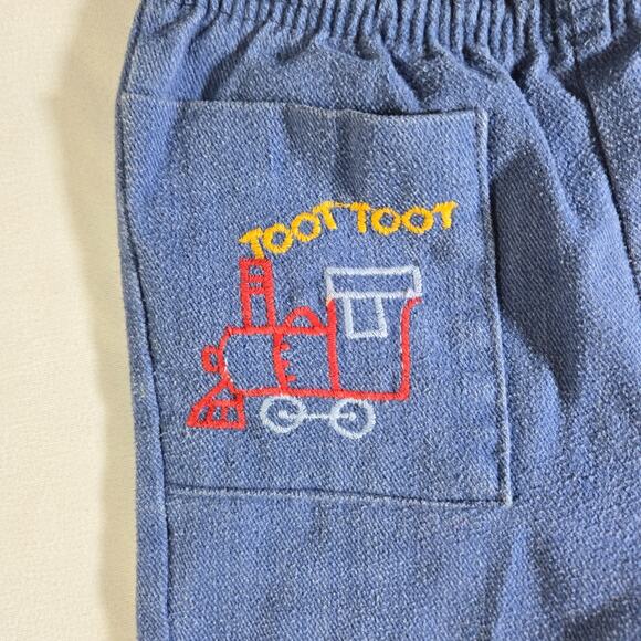 Vintage 2T 4 Jean Pant Overall Shorts 1980s Denim Trains Be Mine Tee Gee Togs - Picture 12 of 16